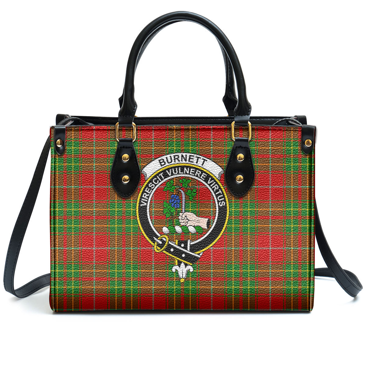 Burnett Ancient Tartan Crest Leather Handbag