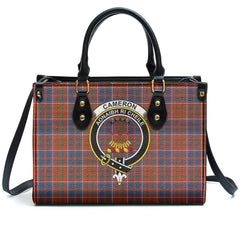 Cameron of Lochiel Ancient Tartan Crest Leather Handbag