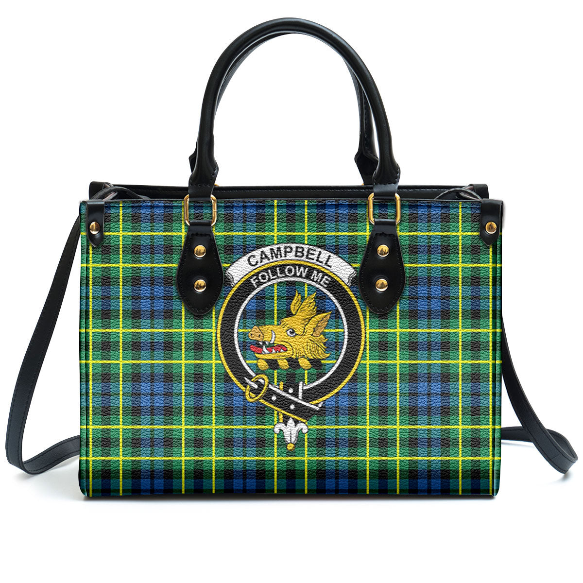 Campbell of Breadalbane Ancient Tartan Crest Leather Handbag