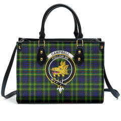 Campbell of Breadalbane Modern Tartan Crest Leather Handbag