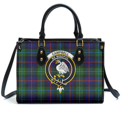 Campbell of Cawdor Modern Tartan Crest Leather Handbag