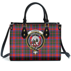 Carrick District Tartan Crest Leather Handbag