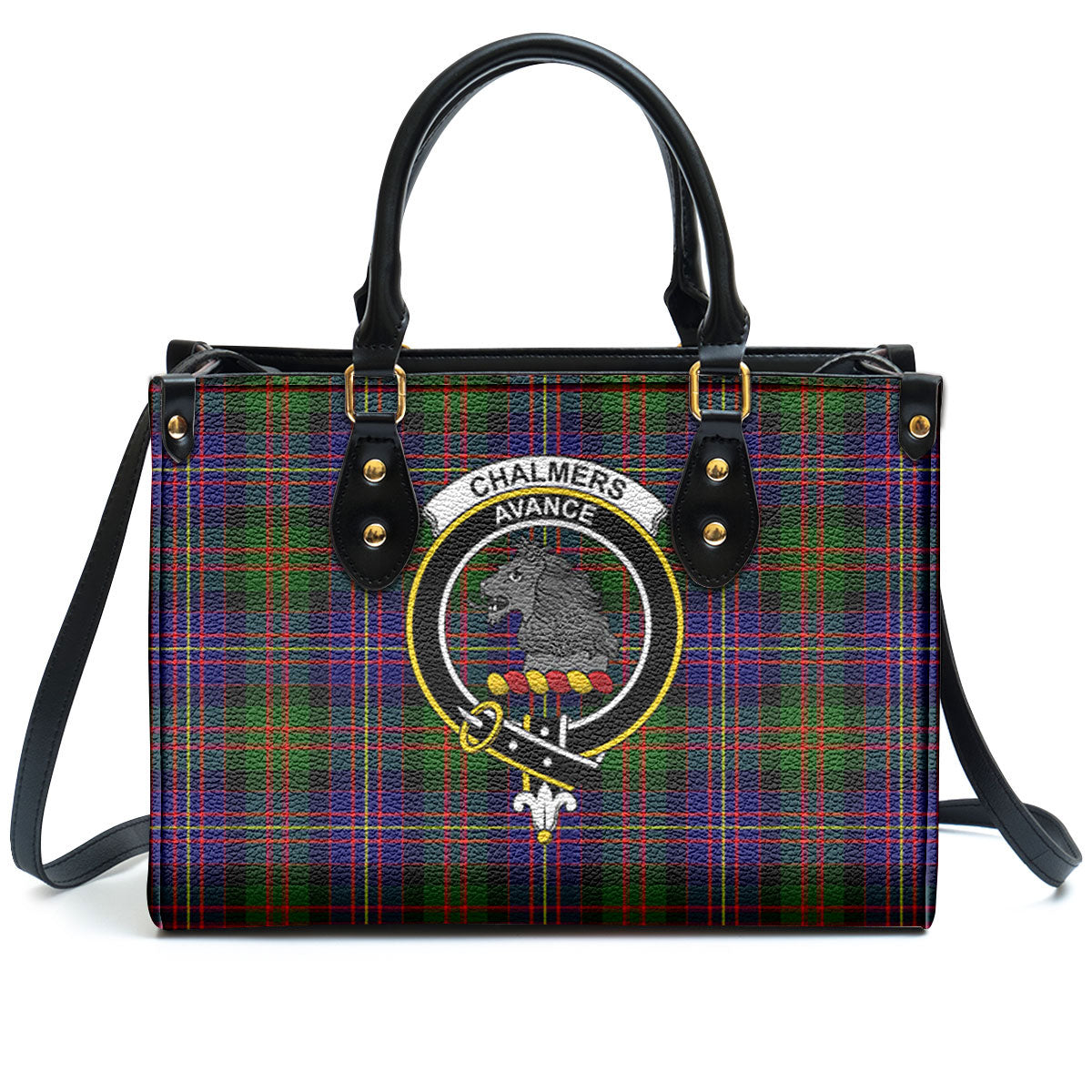 Chalmers Tartan Crest Leather Handbag