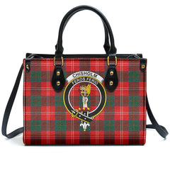 Chisholm Modern Tartan Crest Leather Handbag