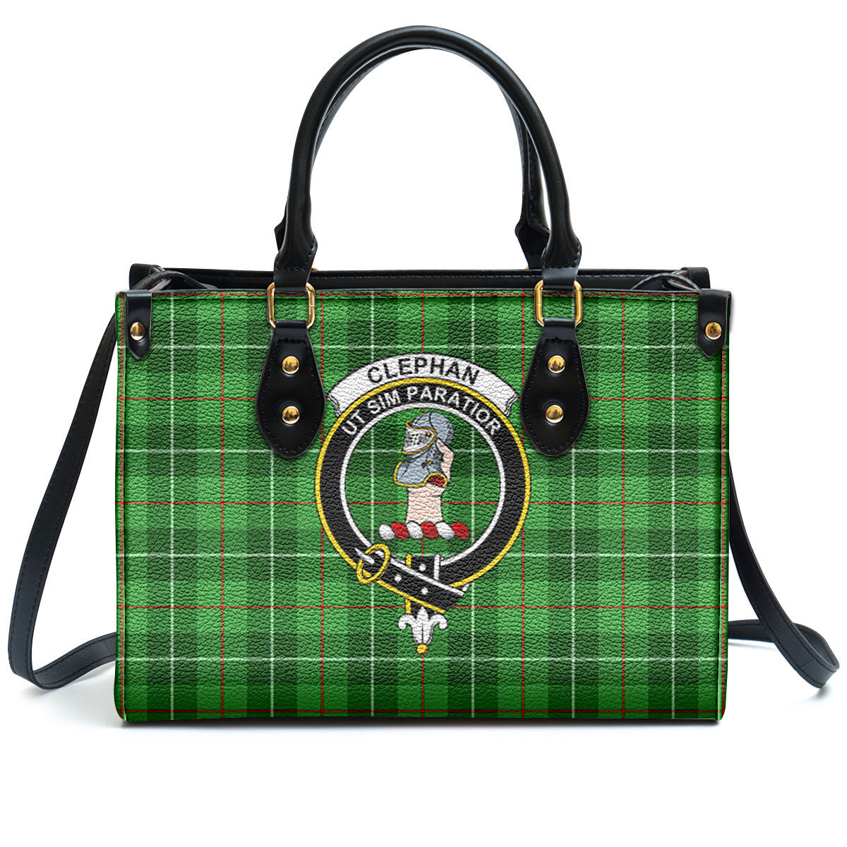 Clephan (or Clephane) Tartan Crest Leather Handbag