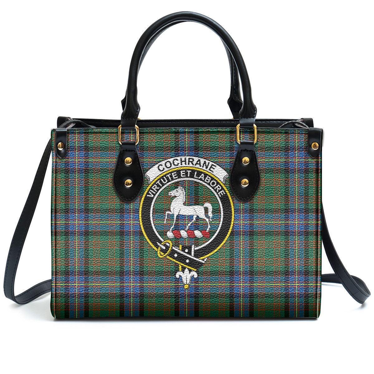 Cochrane Ancient Tartan Crest Leather Handbag