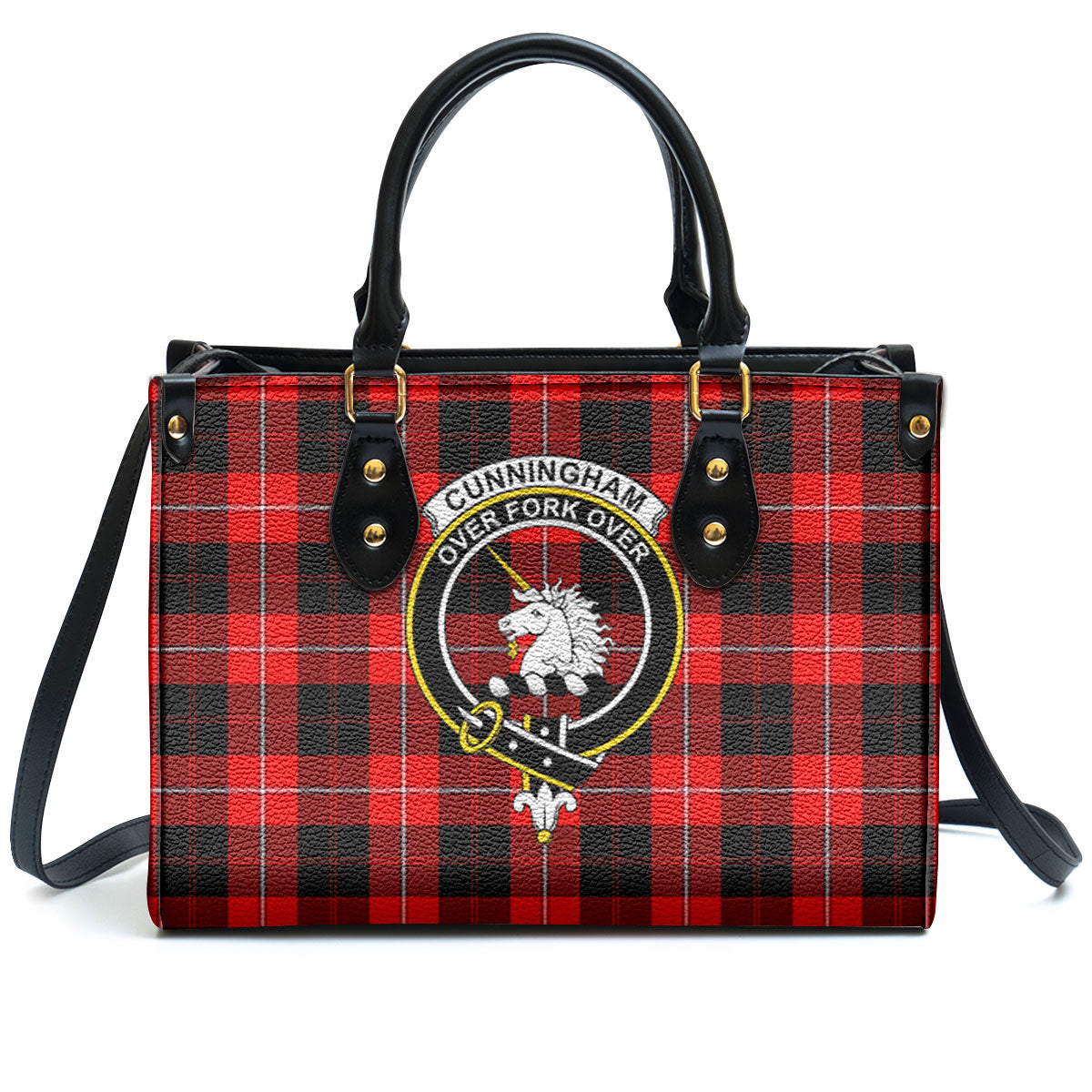 Cunningham Modern Tartan Crest Leather Handbag