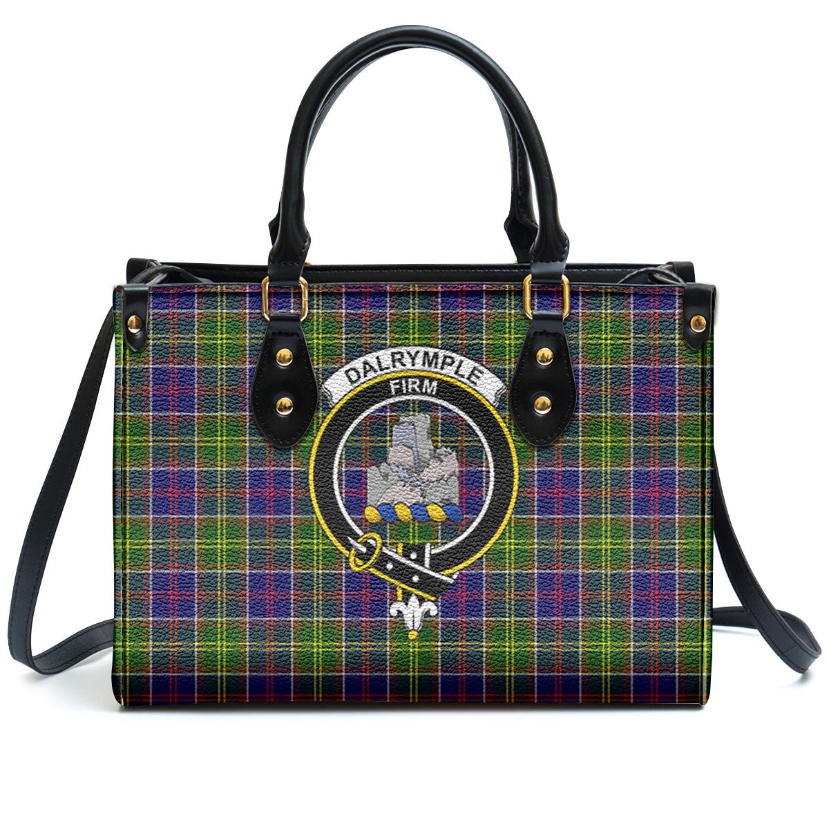 Dalrymple Tartan Crest Leather Handbag