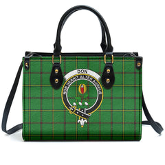 Don Tartan Crest Leather Handbag