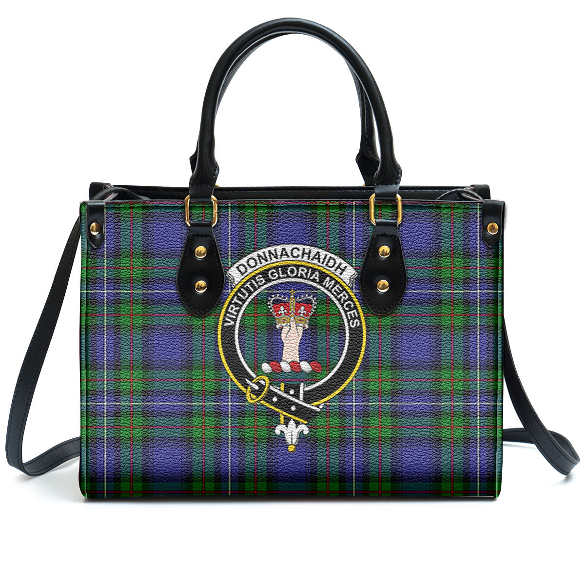 Donnachaidh Tartan Crest Leather Handbag