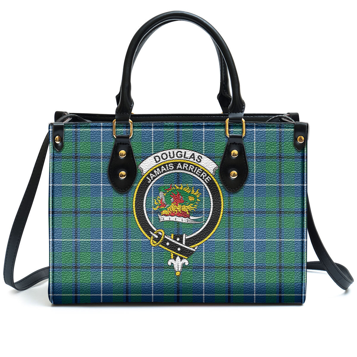 Douglas Ancient Tartan Crest Leather Handbag