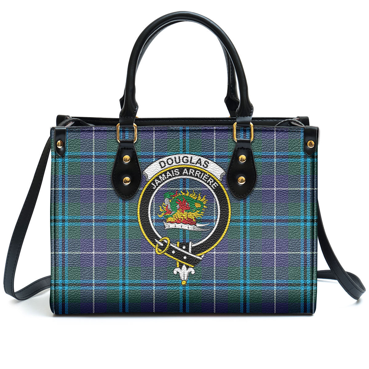 Douglas Modern Tartan Crest Leather Handbag