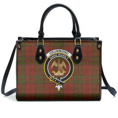 Drummond Clan Tartan Crest Leather Handbag