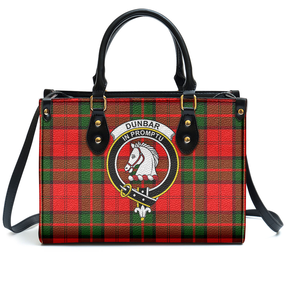 Dunbar Modern Tartan Crest Leather Handbag