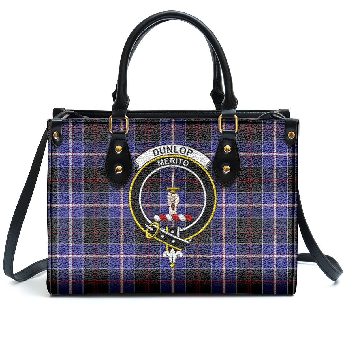 Dunlop Modern Tartan Crest Leather Handbag