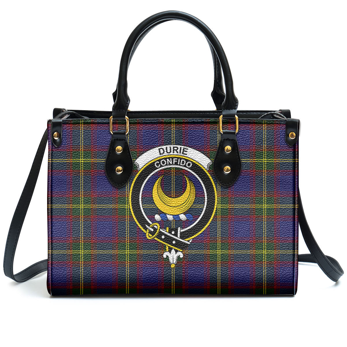 Durie Tartan Crest Leather Handbag