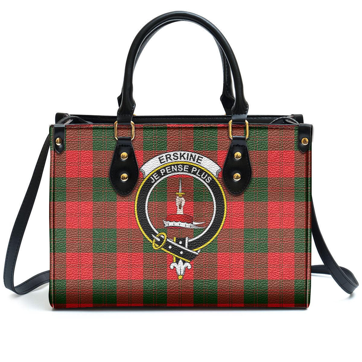 Erskine Modern Tartan Crest Leather Handbag