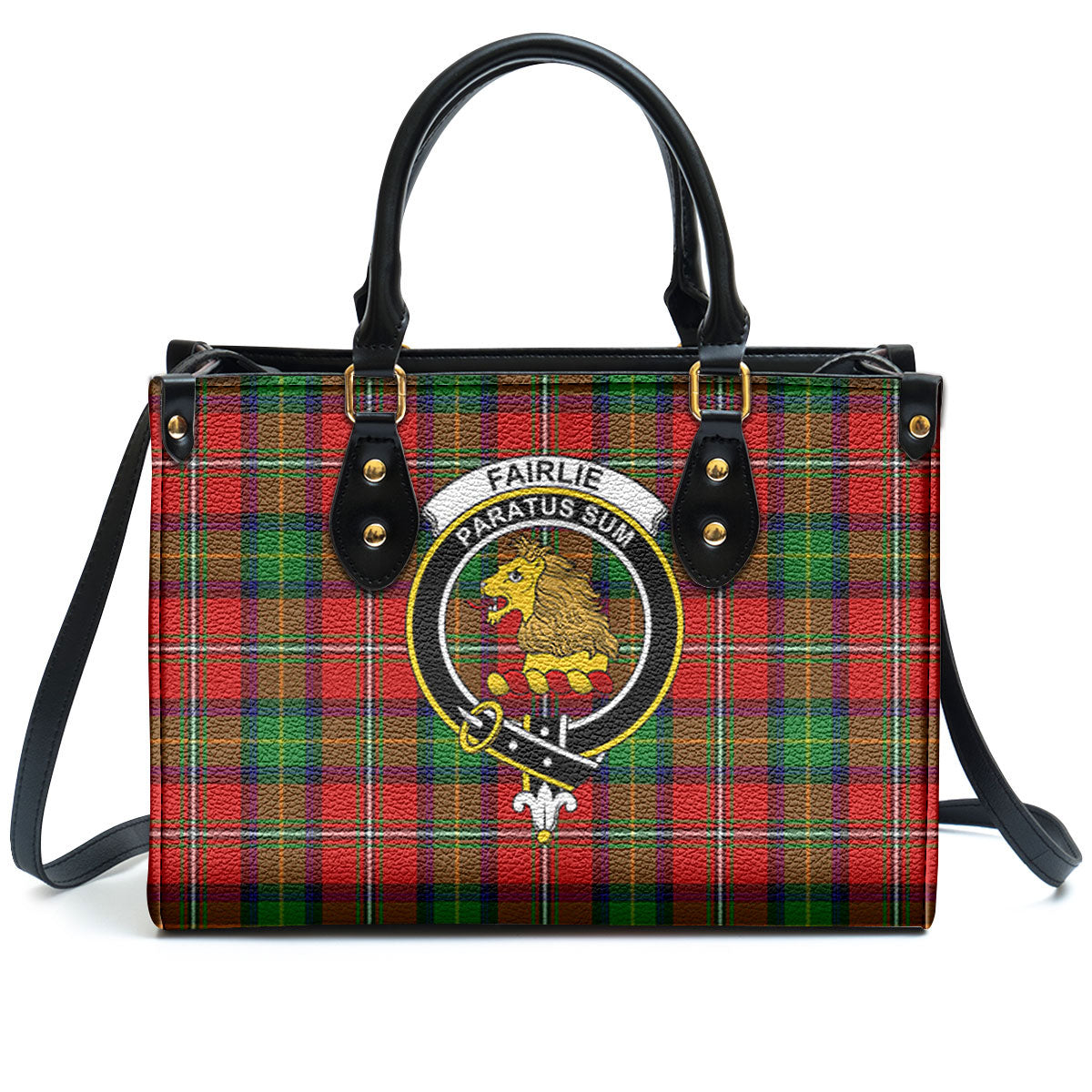 Fairlie Tartan Crest Leather Handbag