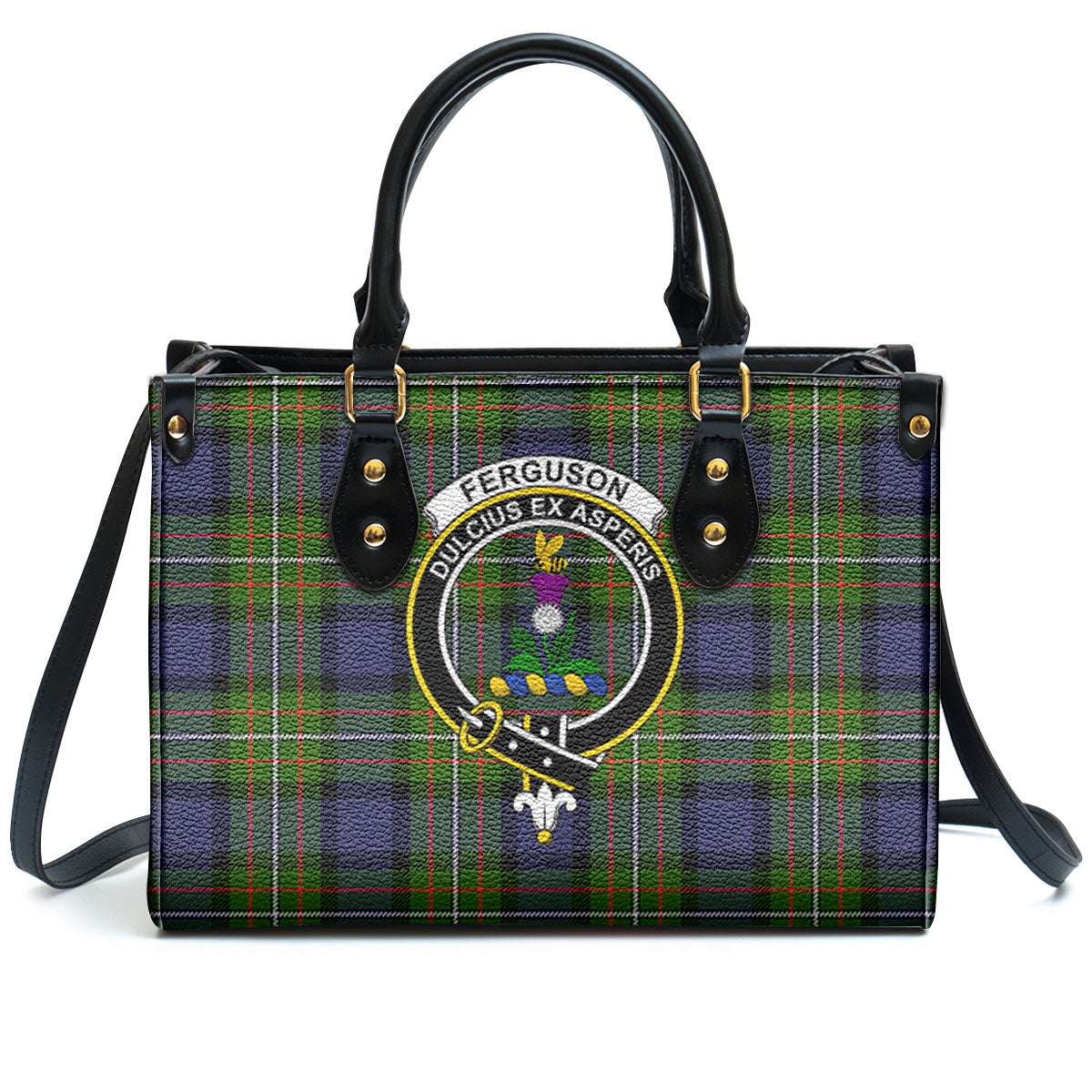 Ferguson Tartan Crest Leather Handbag