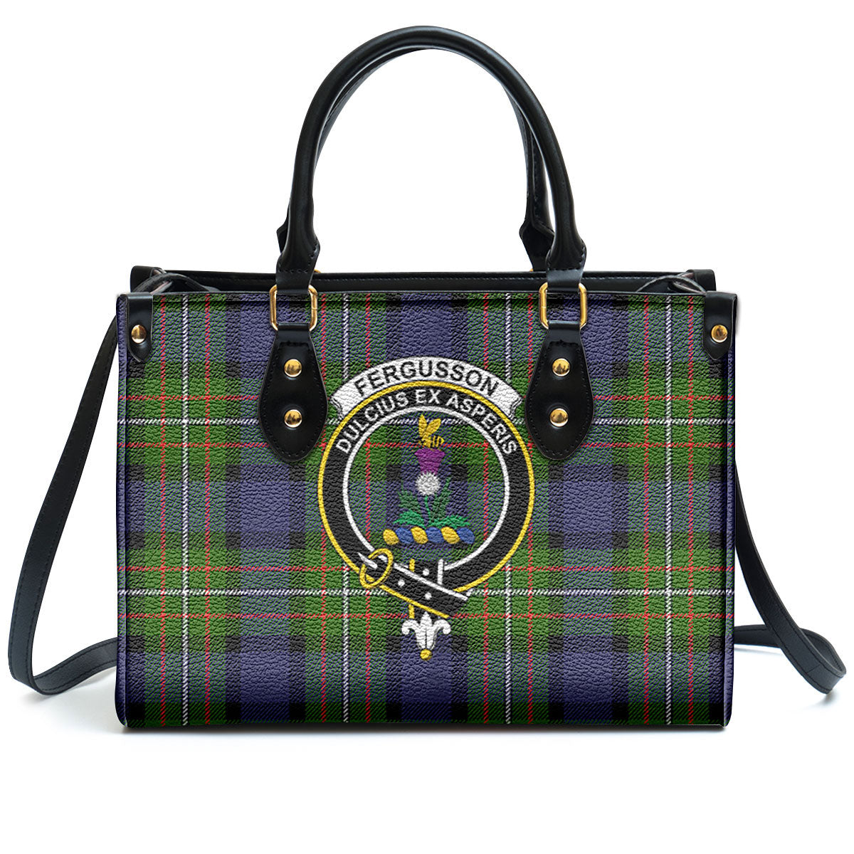 Fergusson Modern Tartan Crest Leather Handbag