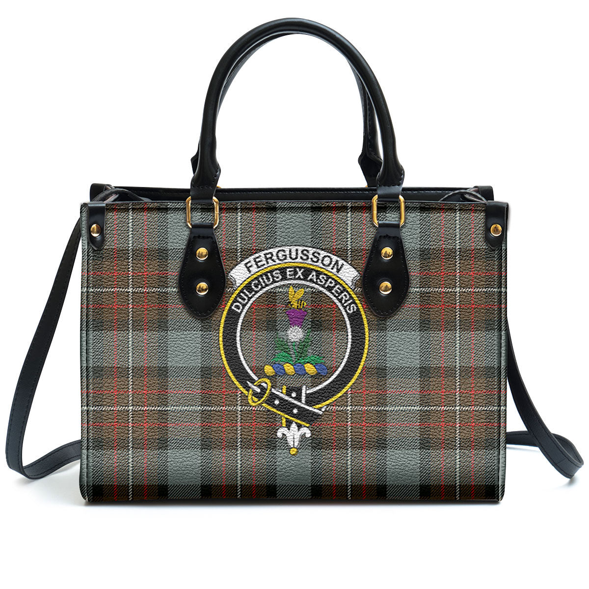 Fergusson Weathered Tartan Crest Leather Handbag