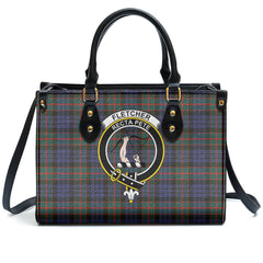 Fletcher of Dunans Tartan Crest Leather Handbag