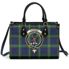 Forbes Modern Tartan Crest Leather Handbag