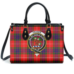 Fraser Tartan Crest Leather Handbag