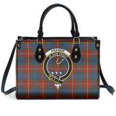 Fraser (of Lovat) Ancient Tartan Crest Leather Handbag