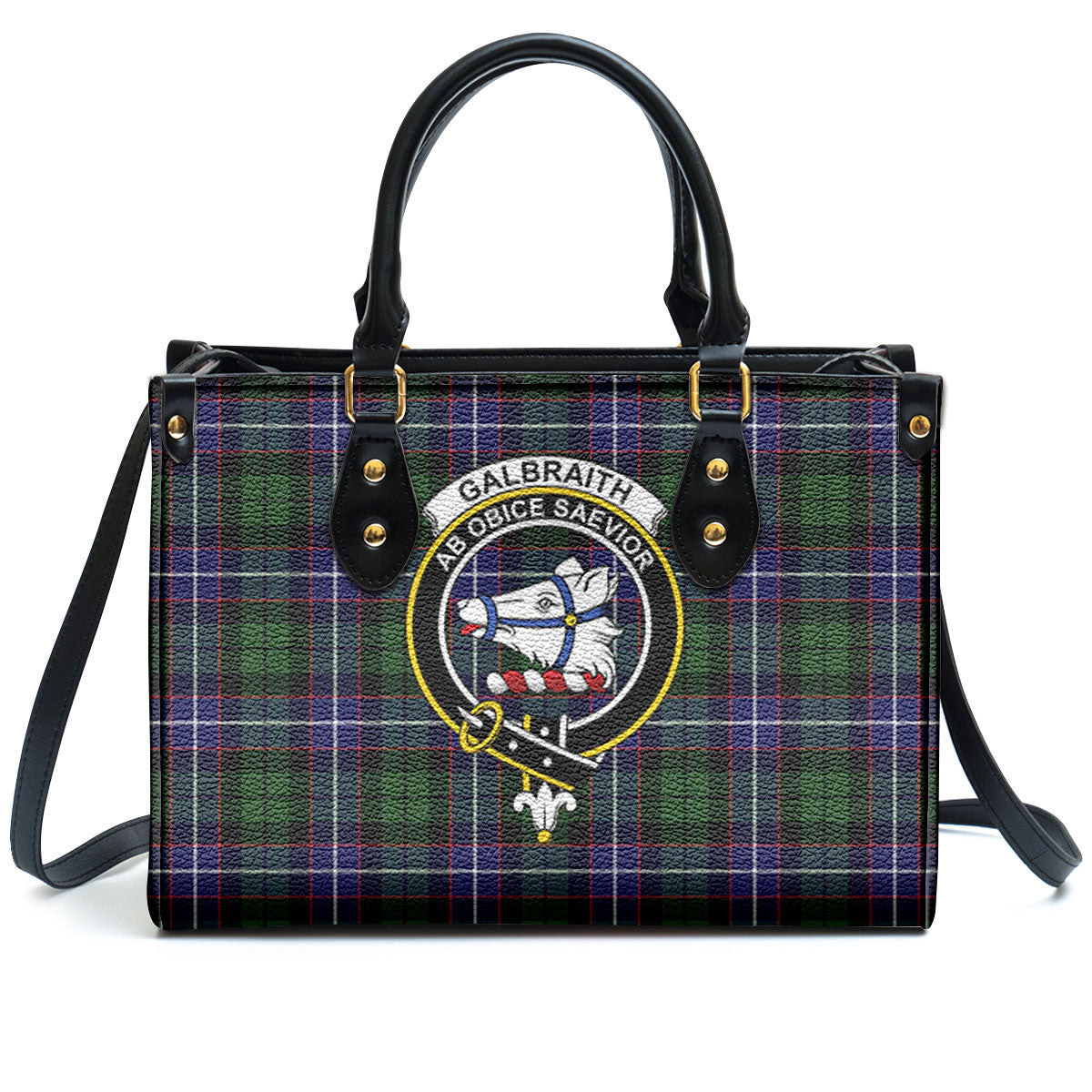 Galbraith Modern Tartan Crest Leather Handbag