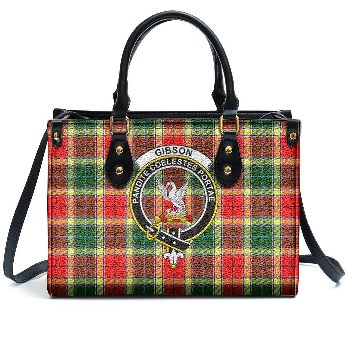 Gibson Tartan Crest Leather Handbag