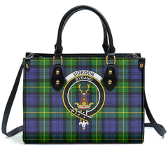 Gordon Modern Tartan Crest Leather Handbag