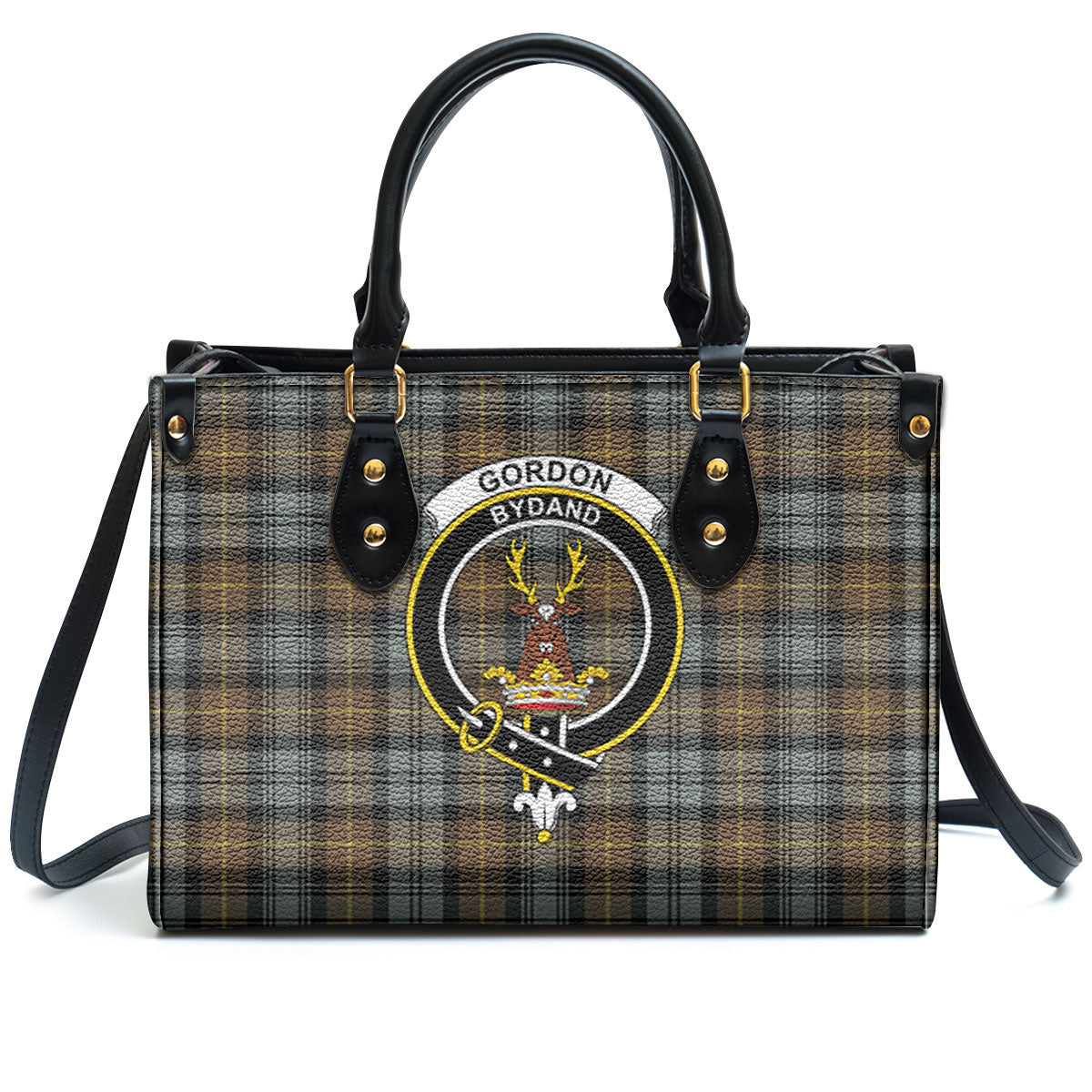 Gordon Weathered Tartan Crest Leather Handbag