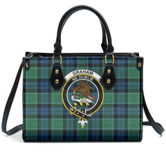 Graham of Menteith Ancient Tartan Crest Leather Handbag