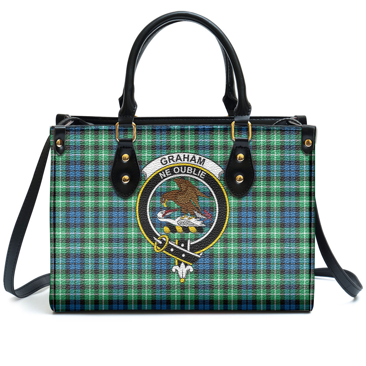 Graham of Montrose Ancient Tartan Crest Leather Handbag