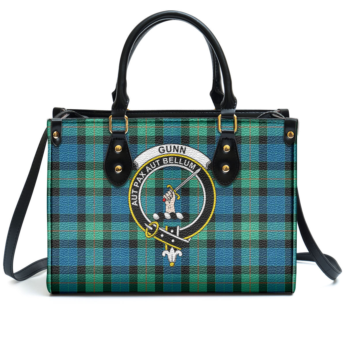 Gunn Ancient Tartan Crest Leather Handbag