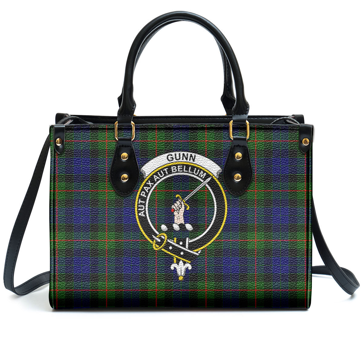 Gunn Modern Tartan Crest Leather Handbag