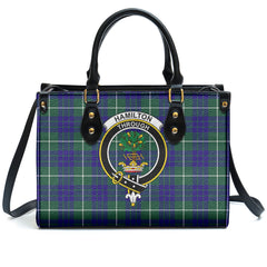 Hamilton Hunting Modern Tartan Crest Leather Handbag