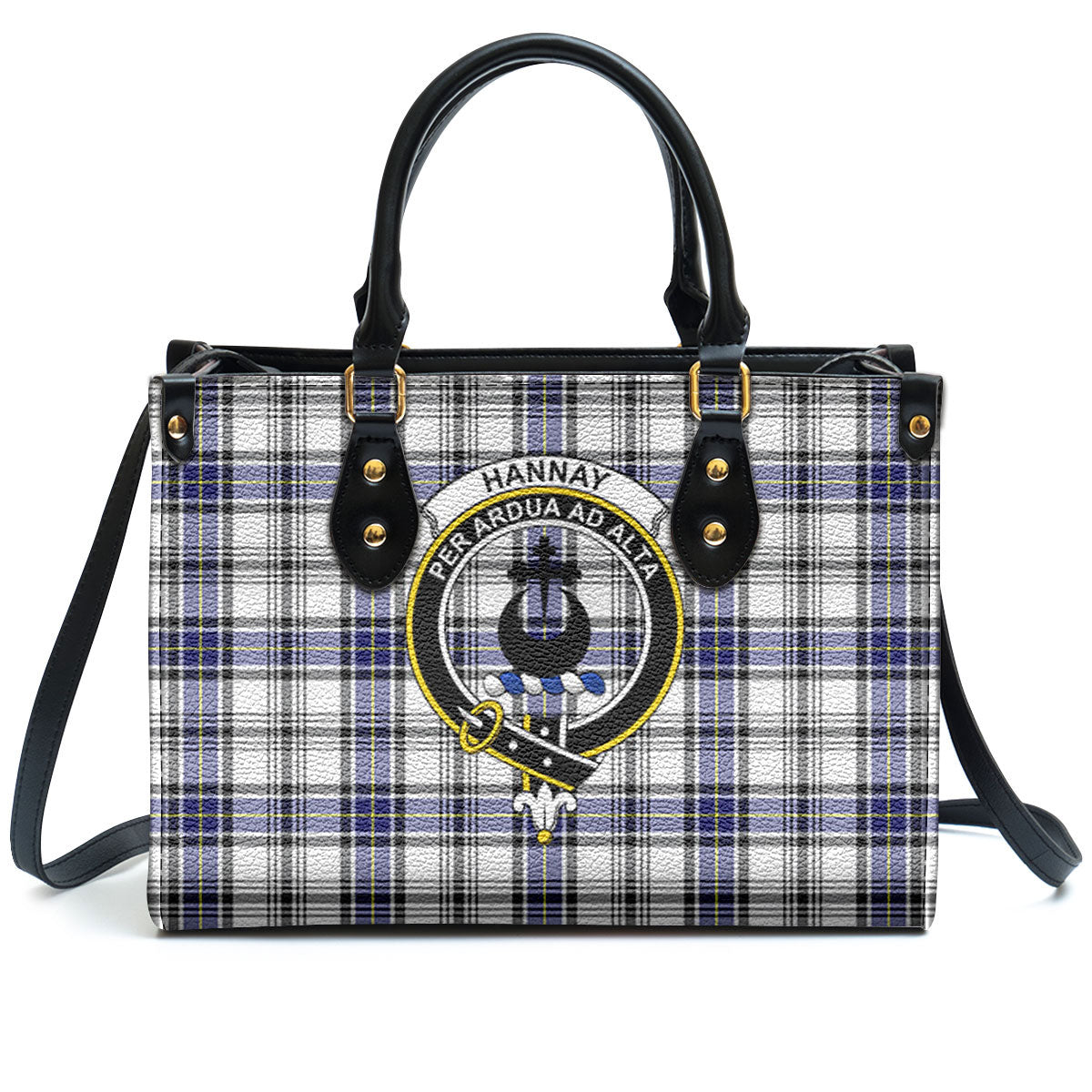 Hannay Modern Tartan Crest Leather Handbag