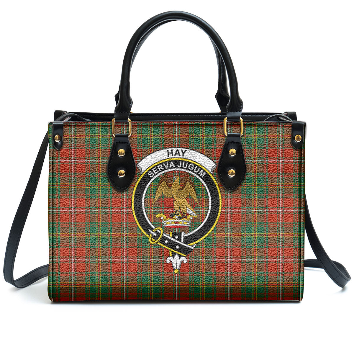 Hay Ancient Tartan Crest Leather Handbag