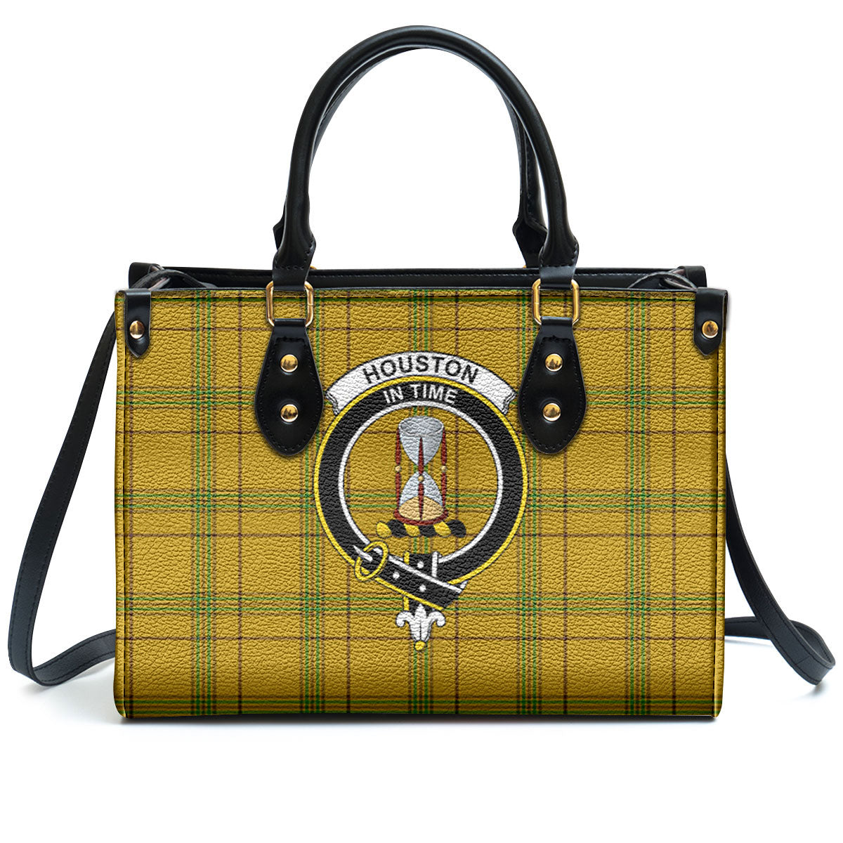 Houston Tartan Crest Leather Handbag