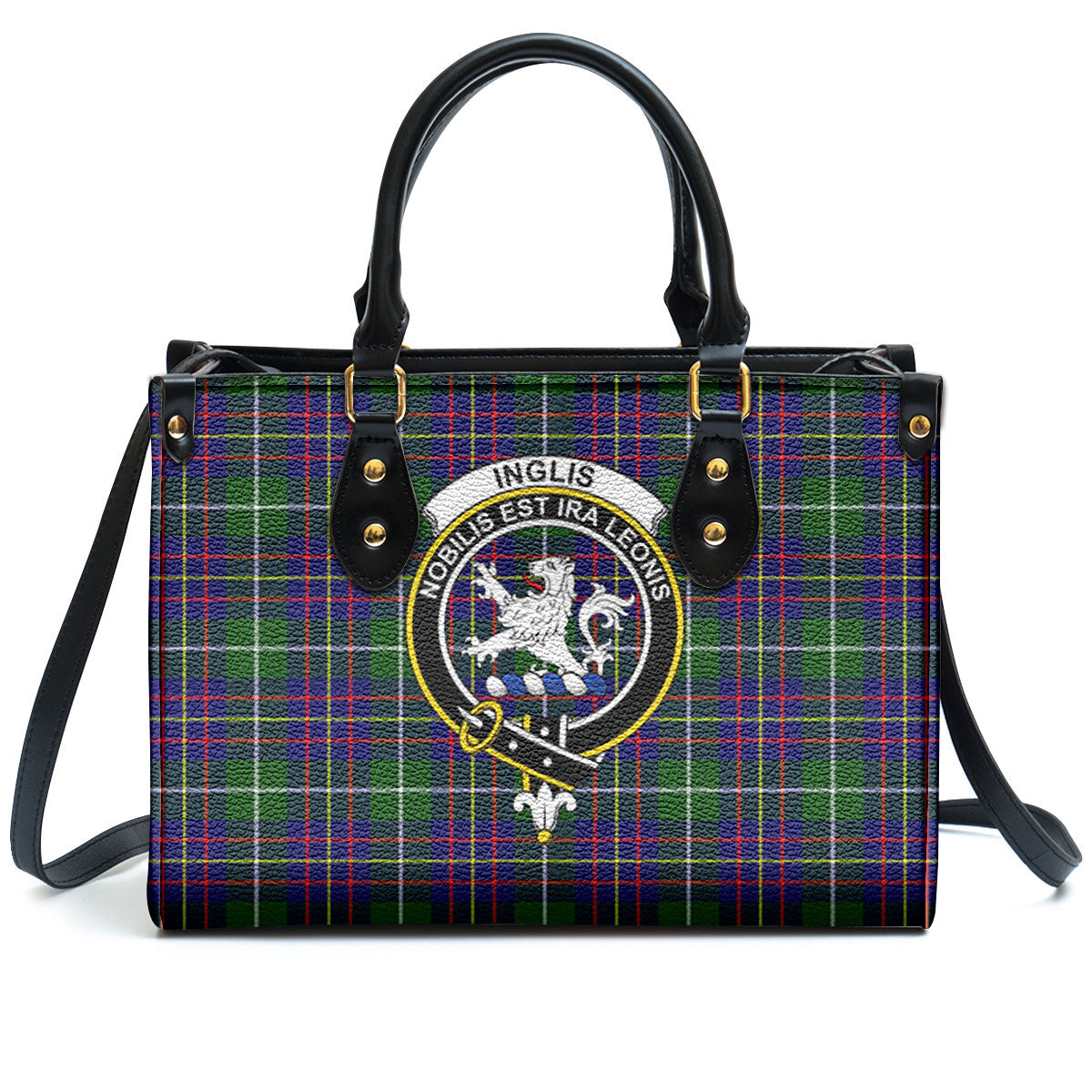 Inglis Modern Tartan Crest Leather Handbag