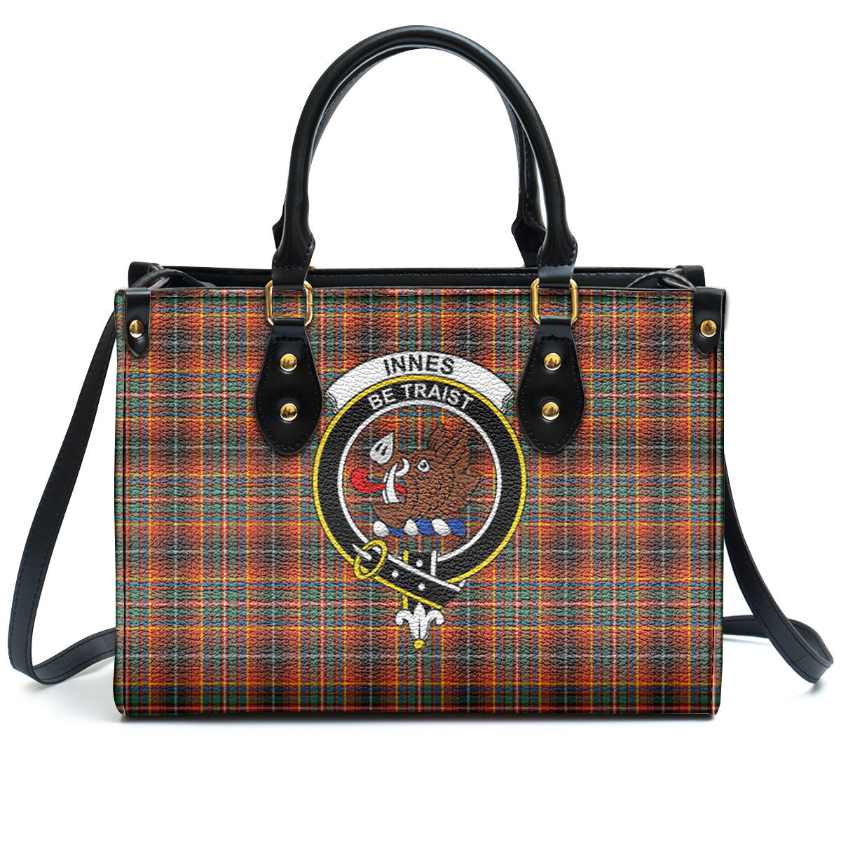 Innes Ancient Tartan Crest Leather Handbag