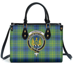 Johnston Ancient Tartan Crest Leather Handbag