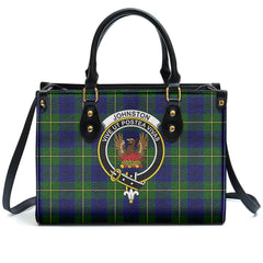 Johnston of Caskieben Tartan Crest Leather Handbag