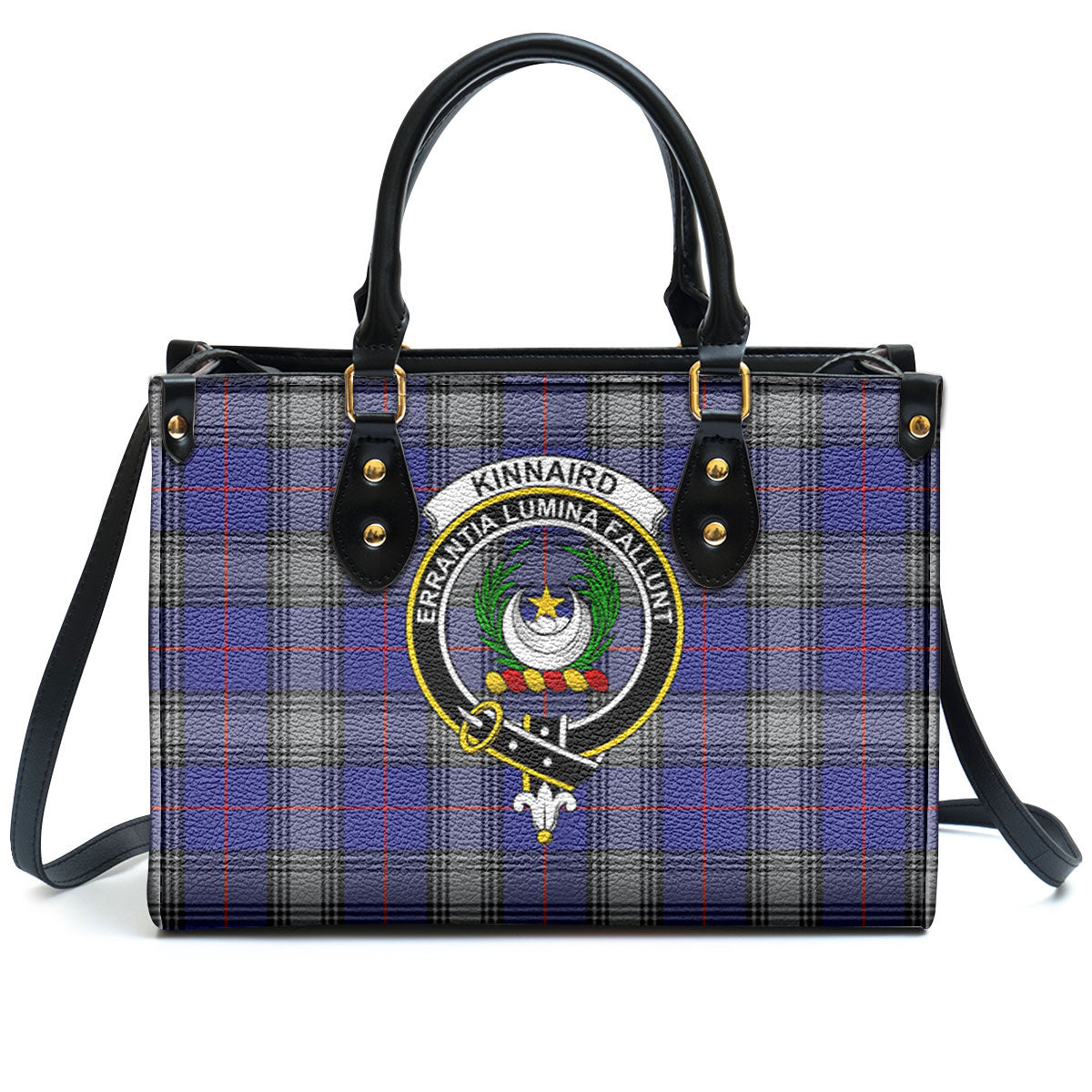 Kinnaird Tartan Crest Leather Handbag