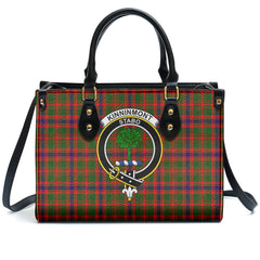 Kinninmont Tartan Crest Leather Handbag