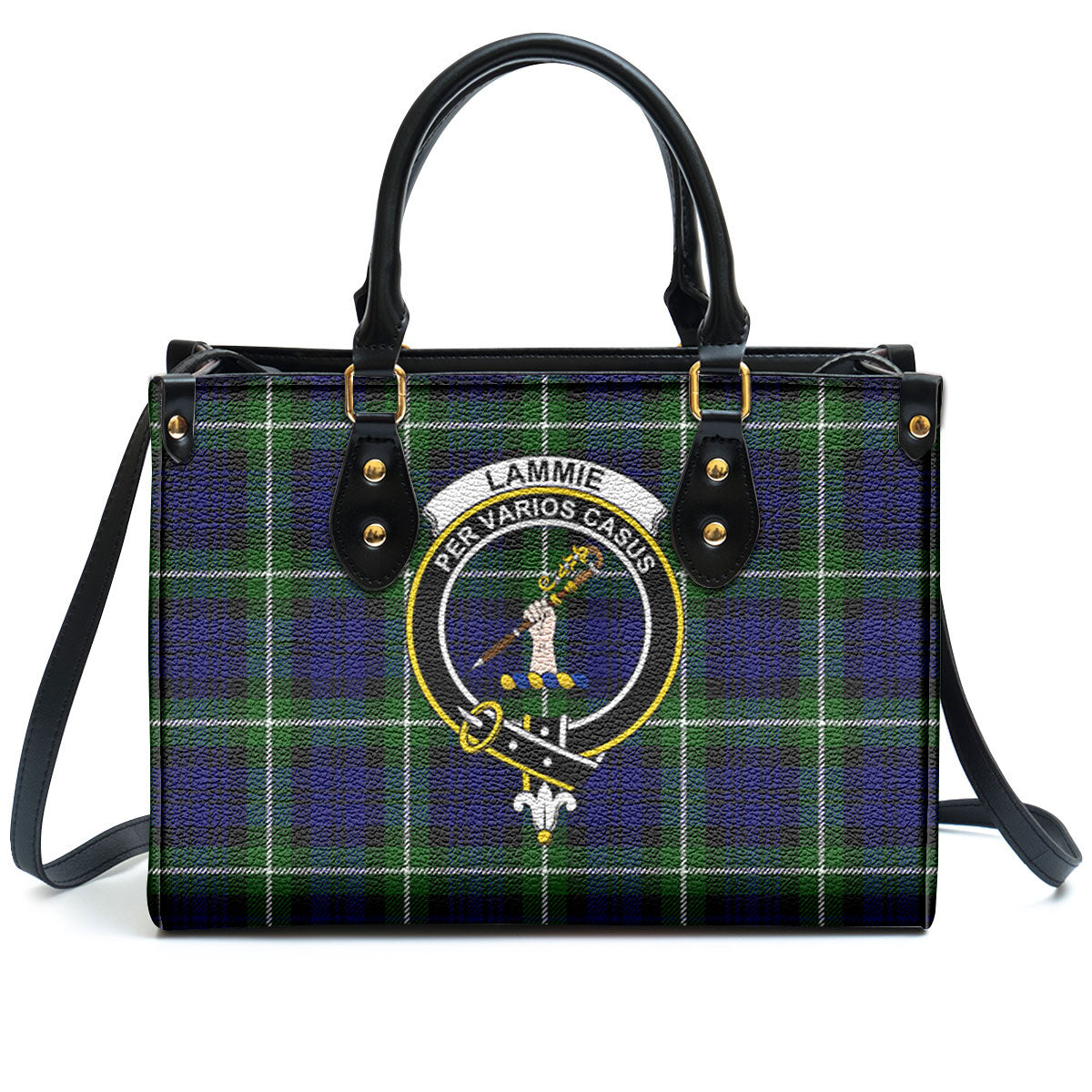 Lammie Tartan Crest Leather Handbag