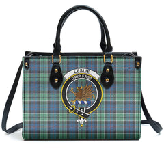 Leslie Hunting Ancient Tartan Crest Leather Handbag