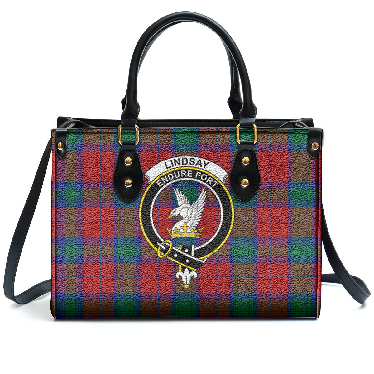 Lindsay Modern Tartan Crest Leather Handbag